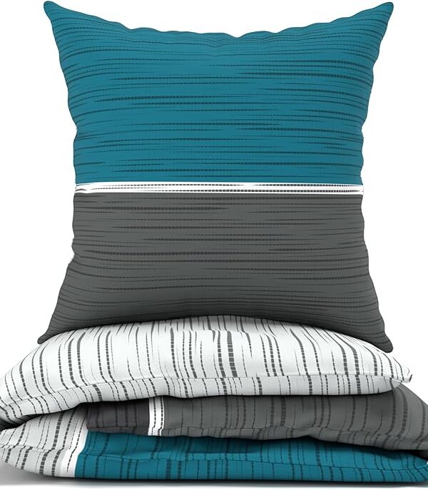 Ganzjahres Bettwäsche-Set 135x200 Blau-Grau Baumwolle