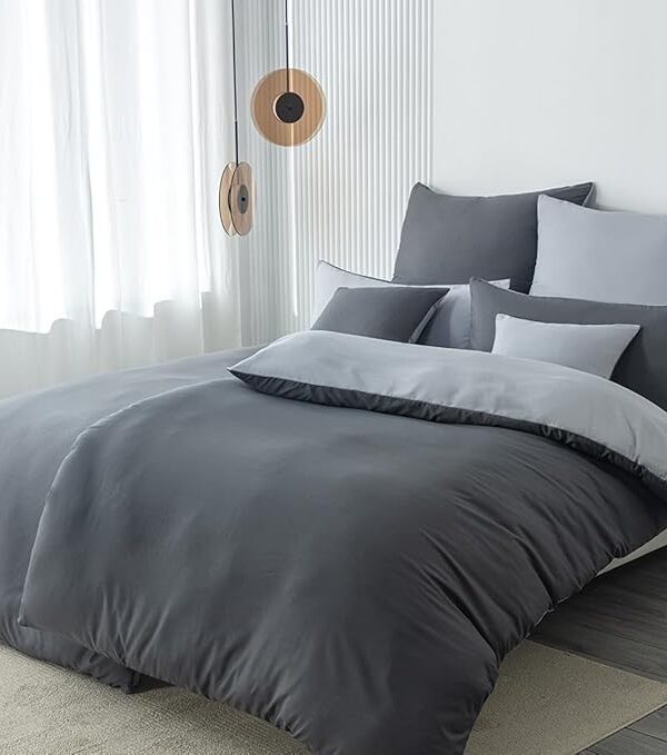 4-teiliges Bettwäsche-Set 135x200 Anthrazit Mikrofaser