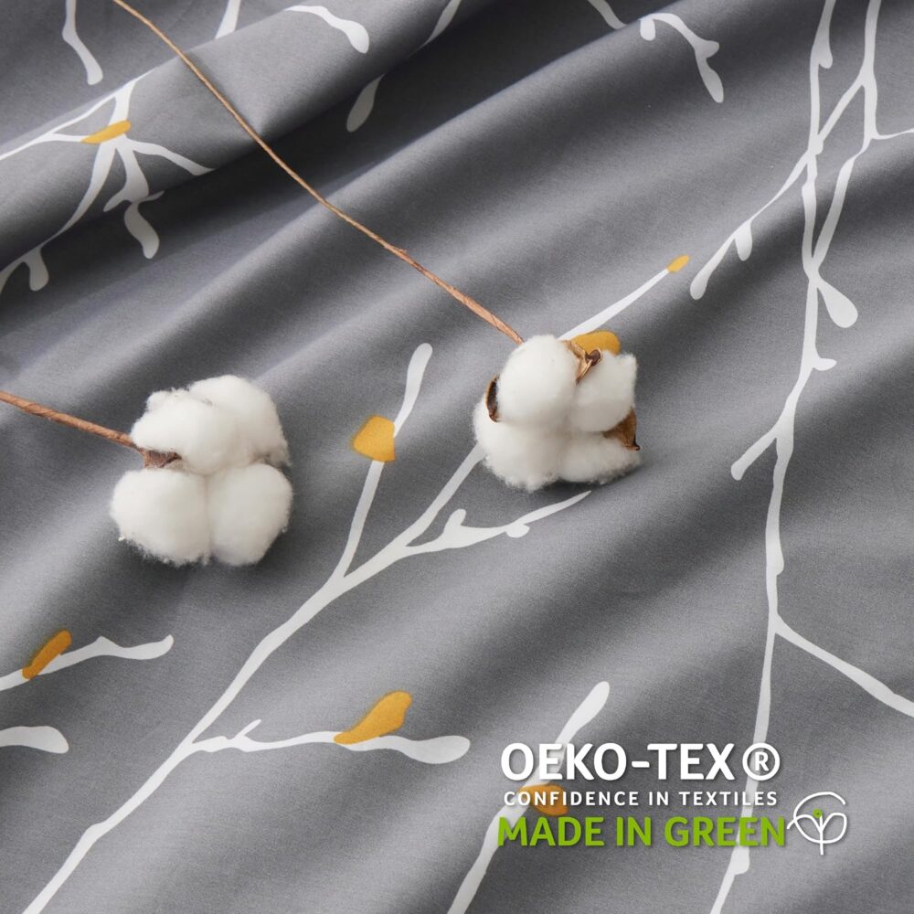 Cotton bed linen 135x200 cm – grey branches pattern – Bild 6