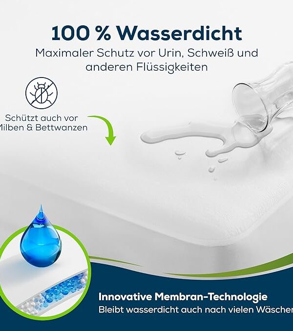 Wasserdichtes Spannbettlaken 100x200 cm, atmungsaktiv