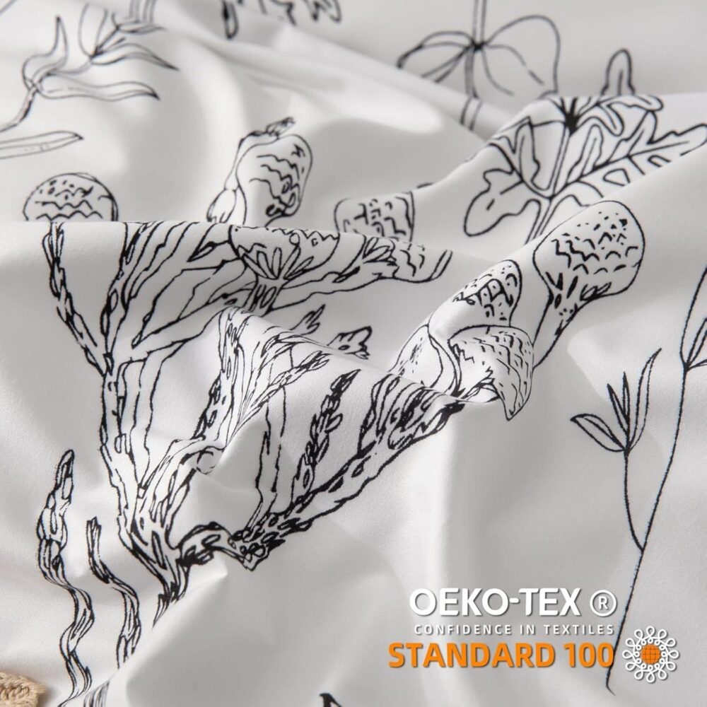 4-teiliges Bettwäsche-Set 135x200 Weiß floral Mikrofaser – Bild 5