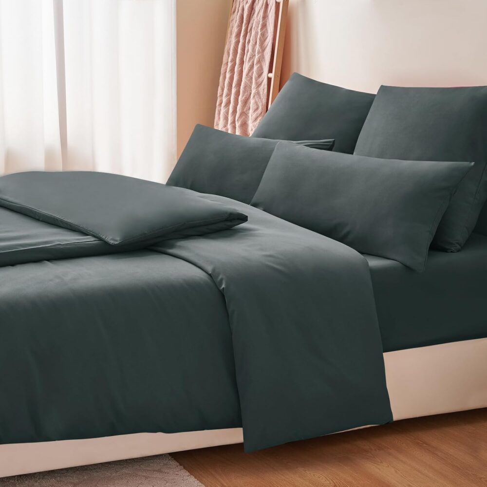 4-teiliges Bettwäsche-Set 135x200 Anthrazit Mikrofaser – Bild 5