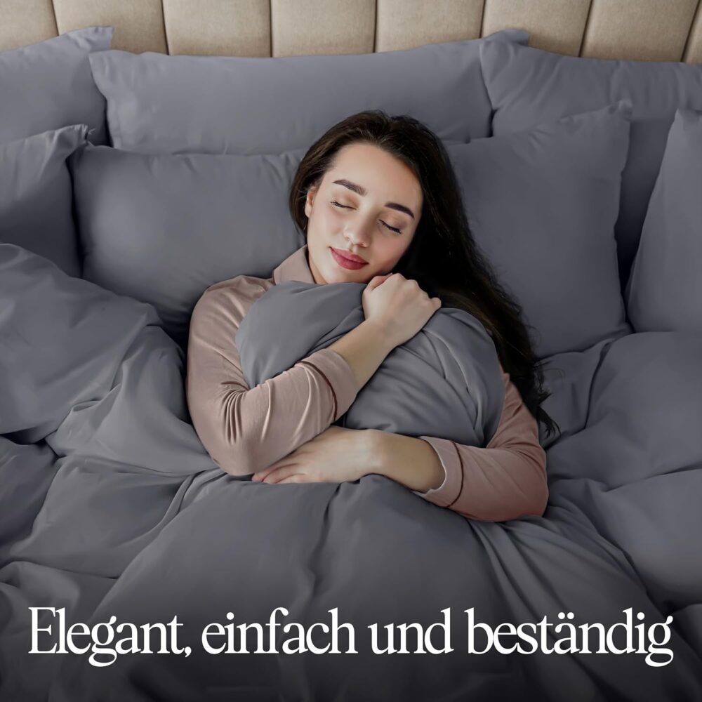Bettwäsche-Set 135x200 cm Grau Mikrofaser 2-teilig – Bild 7