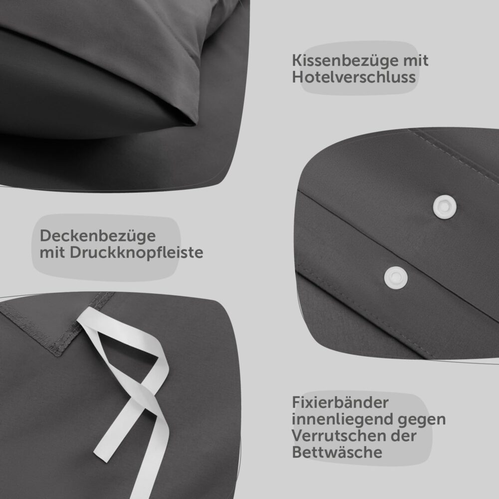 Mikrofaser Bettwäsche 2-teilig 135x200 Anthrazit – Bild 4