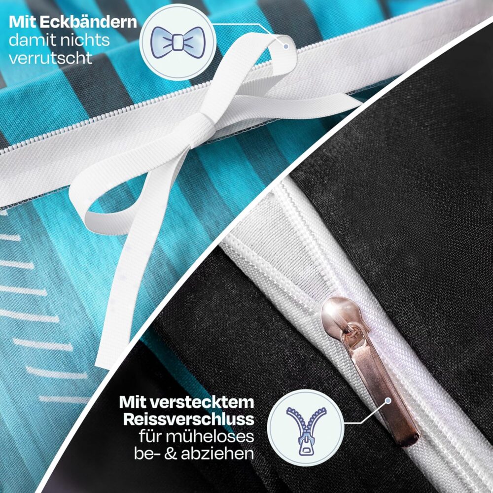 4-teiliges Baumwoll-Bettwäsche-Set 135x200 cm, mit RV – Bild 7
