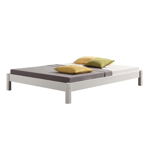 Futonbett 140x200 cm, massiv Kiefer, weiß, robust