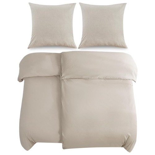 4-teiliges Bettwäsche-Set 135x200 cm Beige Baumwolle