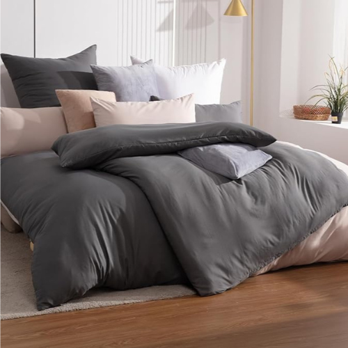 4-teiliges Bettwäsche-Set 135x200 Anthrazit Mikrofaser