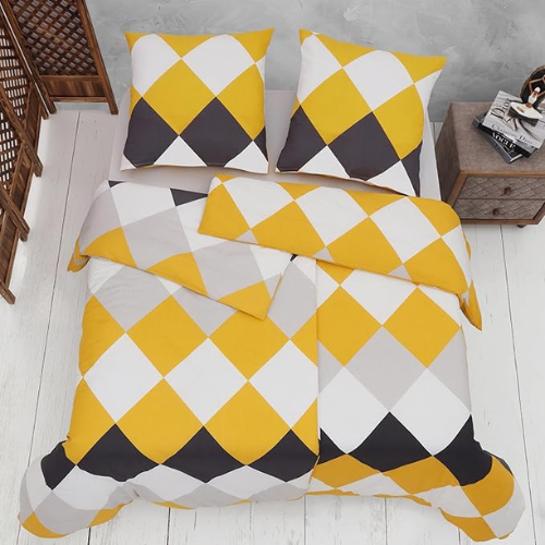 4-teiliges Bettwäsche-Set 135x200 Gelb Baumwolle-Mix