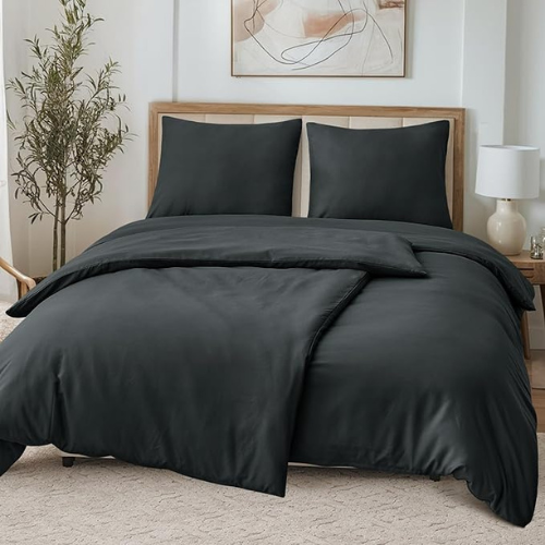 4-teiliges Bettwäsche-Set Anthrazit 135x200 Mikrofaser