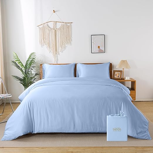 „Bettwäsche Set Blau 135×200 cm, Seiden Bettbezug für Sommer & Winter, Luxus, weich, kühlend, atmungsaktiv, kuscheliger Bettdeckenbezug“
