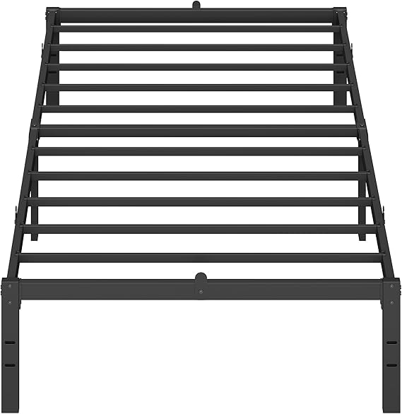 „Metallbett 90×200 cm, Stabiles Einzelbettgestell mit Stauraum, Modernes Bettgestell für Gästezimmer, Einfacher Aufbau, Schwarz“