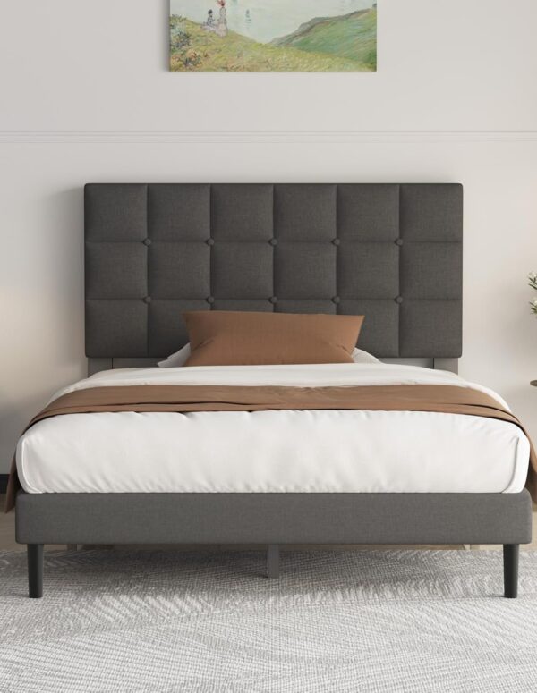 Polsterbett 120x200 cm mit Kopfteil & Stauraum, Grau