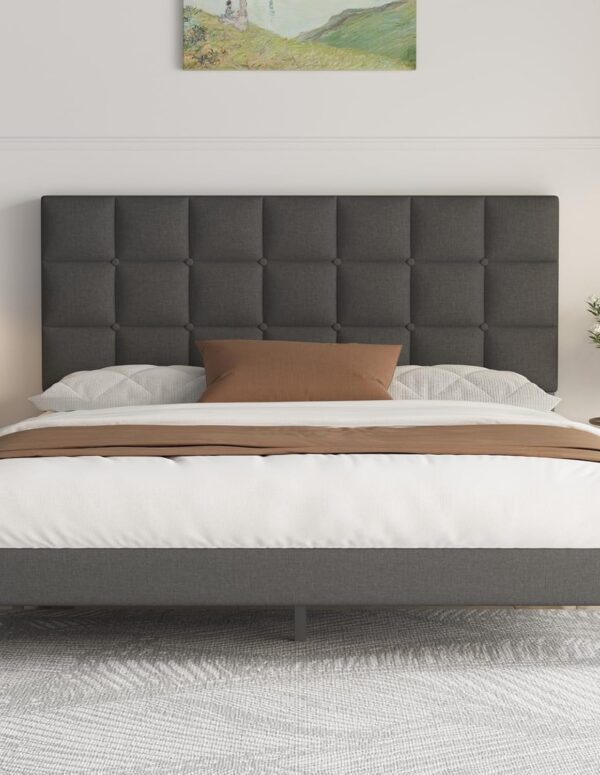 Upholstered Double Bed 140x200 cm Grey Frame