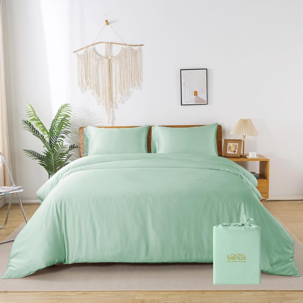 Bambus Bettwäsche 135x200 cm Grün Weich Luxus Set