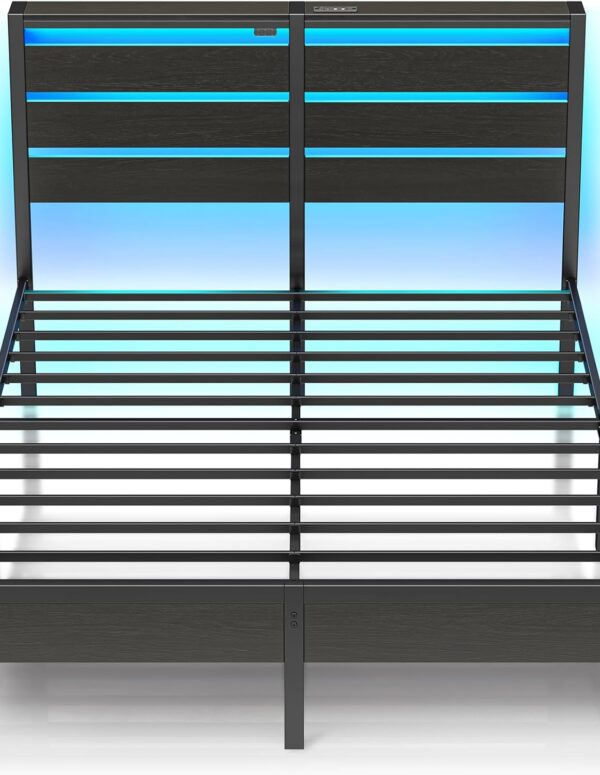 LED Metallbett 160x200 cm USB Kopfteil Stauraum