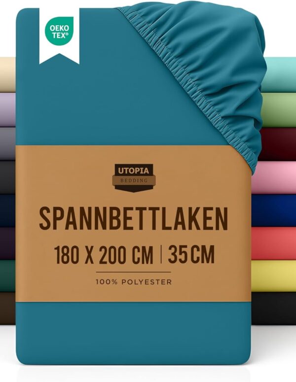 Spannbettlaken Denim Blau 180x200 cm 35cm