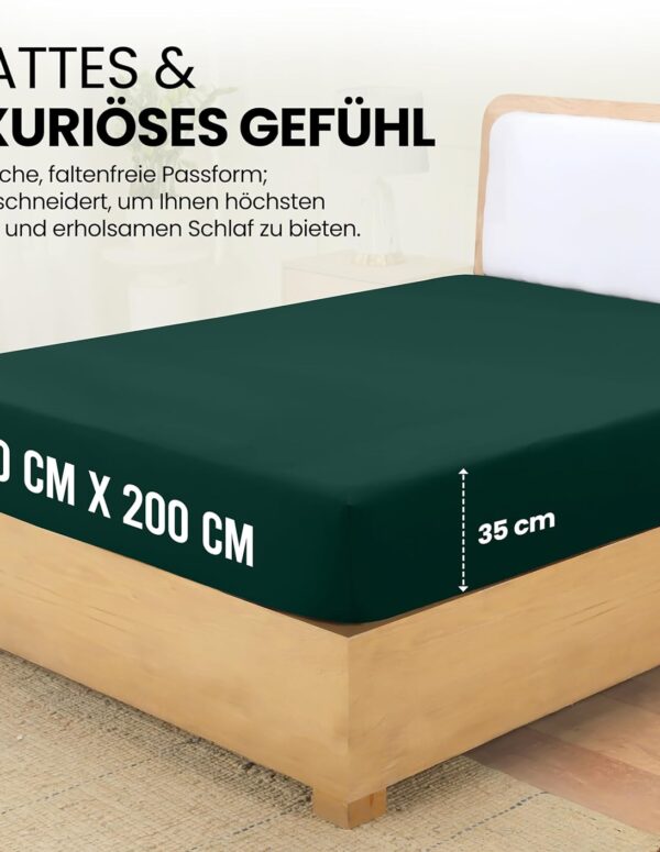 Spannbettlaken Grün 180x200 cm Oeko Tex 35cm