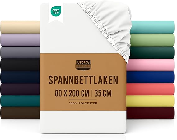 White Fitted Sheet 80x200 cm 35cm Deep OekoTex