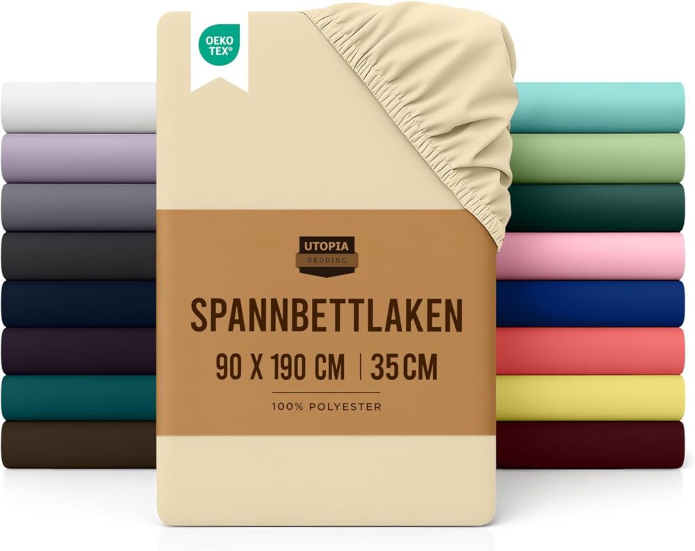 „Tiefes Spannbettlaken aus gebürsteter Mikrofaser“