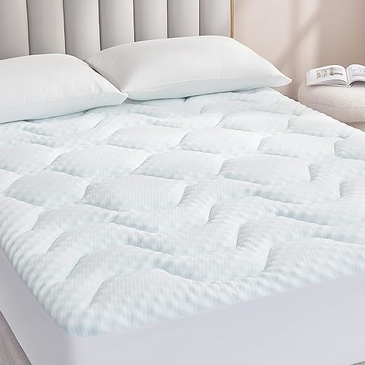 Memory Foam Topper 160x200 cm Gel Atmungsaktiv Weiß