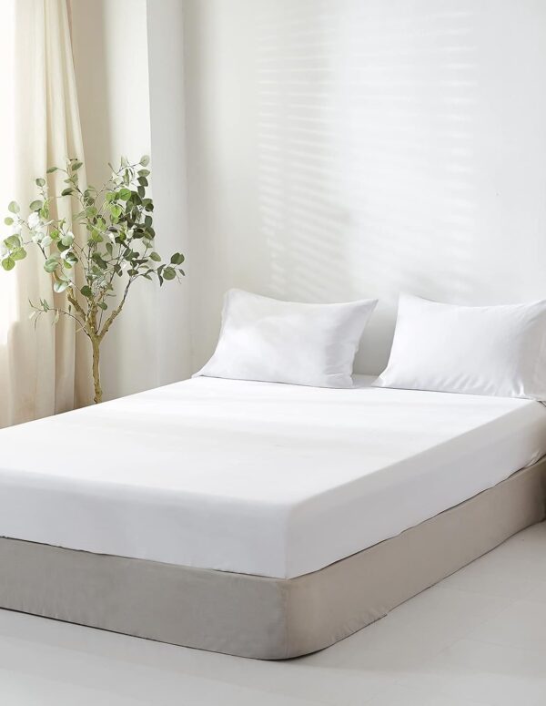 Bambus Spannbettlaken 137x190 cm Weich Weiß