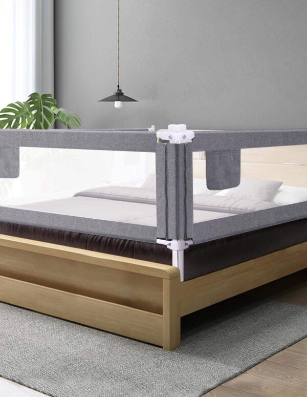 Kinder Bettgitter Grau – Sicherheitsgitter 1 Seite