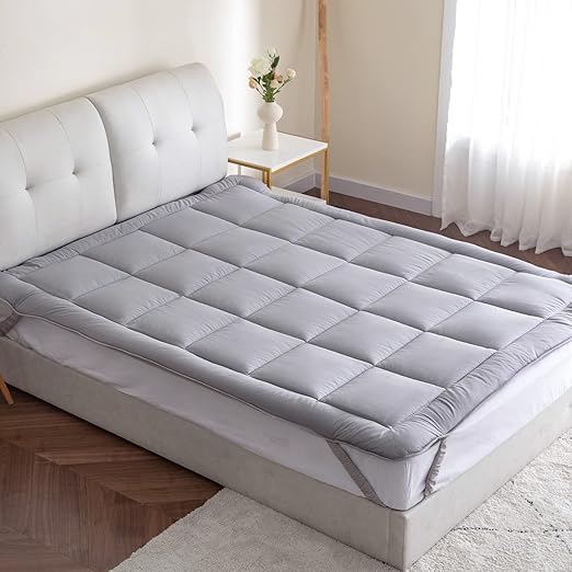 Breathable Mattress Topper 160x200 cm Gray