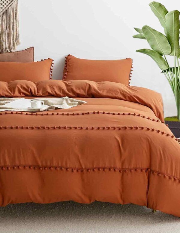 Karamell Boho Bettwäsche 200x200 cm mit Quasten Set