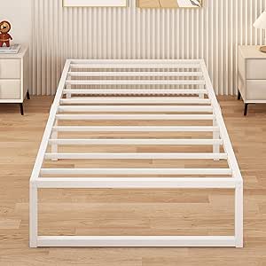 Metal Bed Frame 80x190 cm with Slatted Base White
