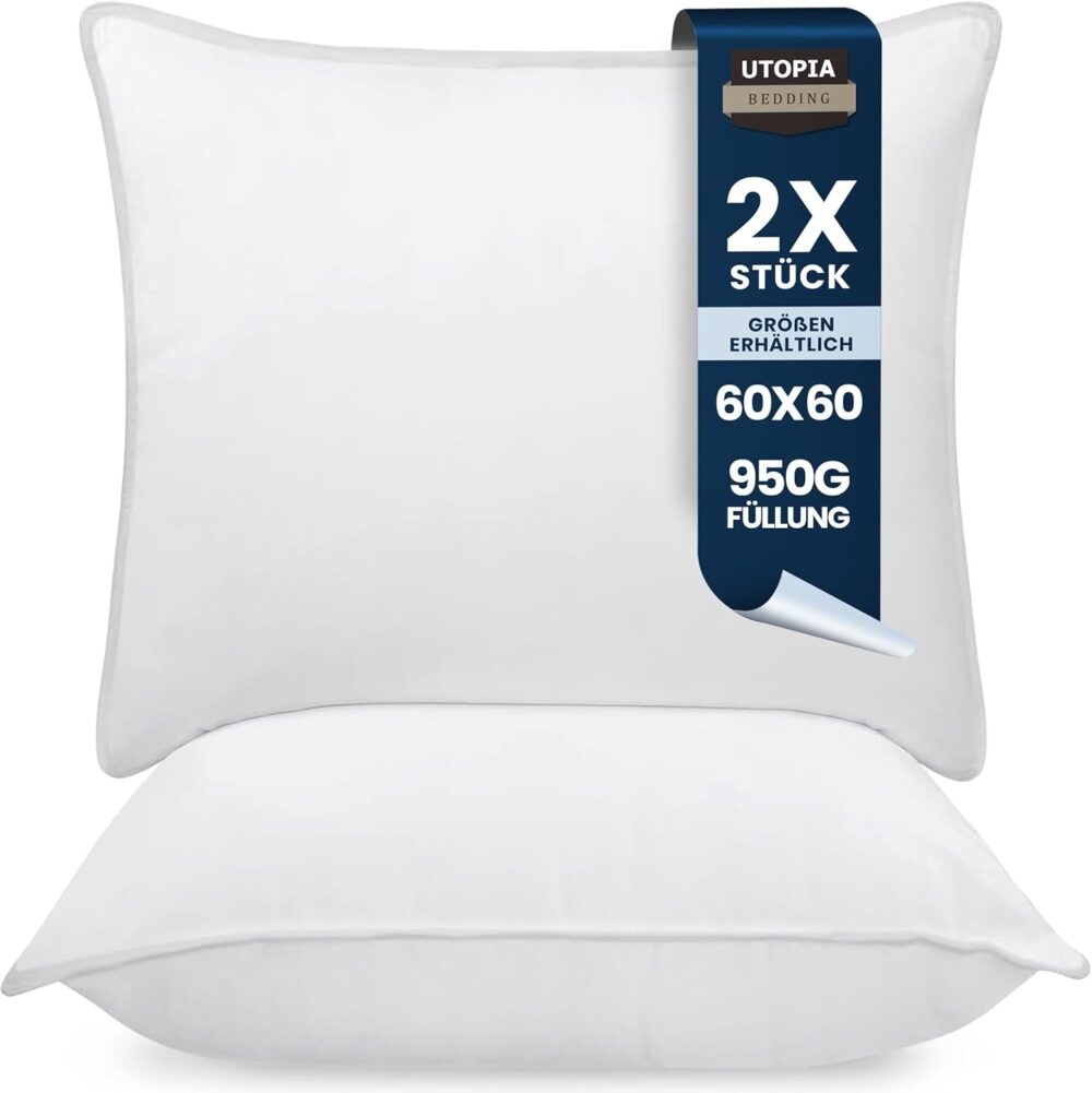 Kissen-Set 2 Stück 60x60 cm, atmungsaktiv & weich weiß