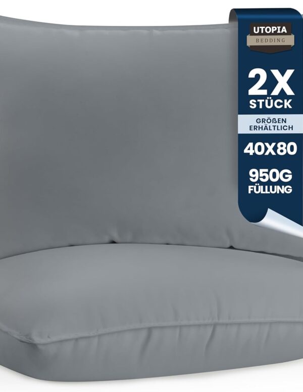 Kissen-Set 2 Stück 40x80 cm, atmungsaktiv & weich grau
