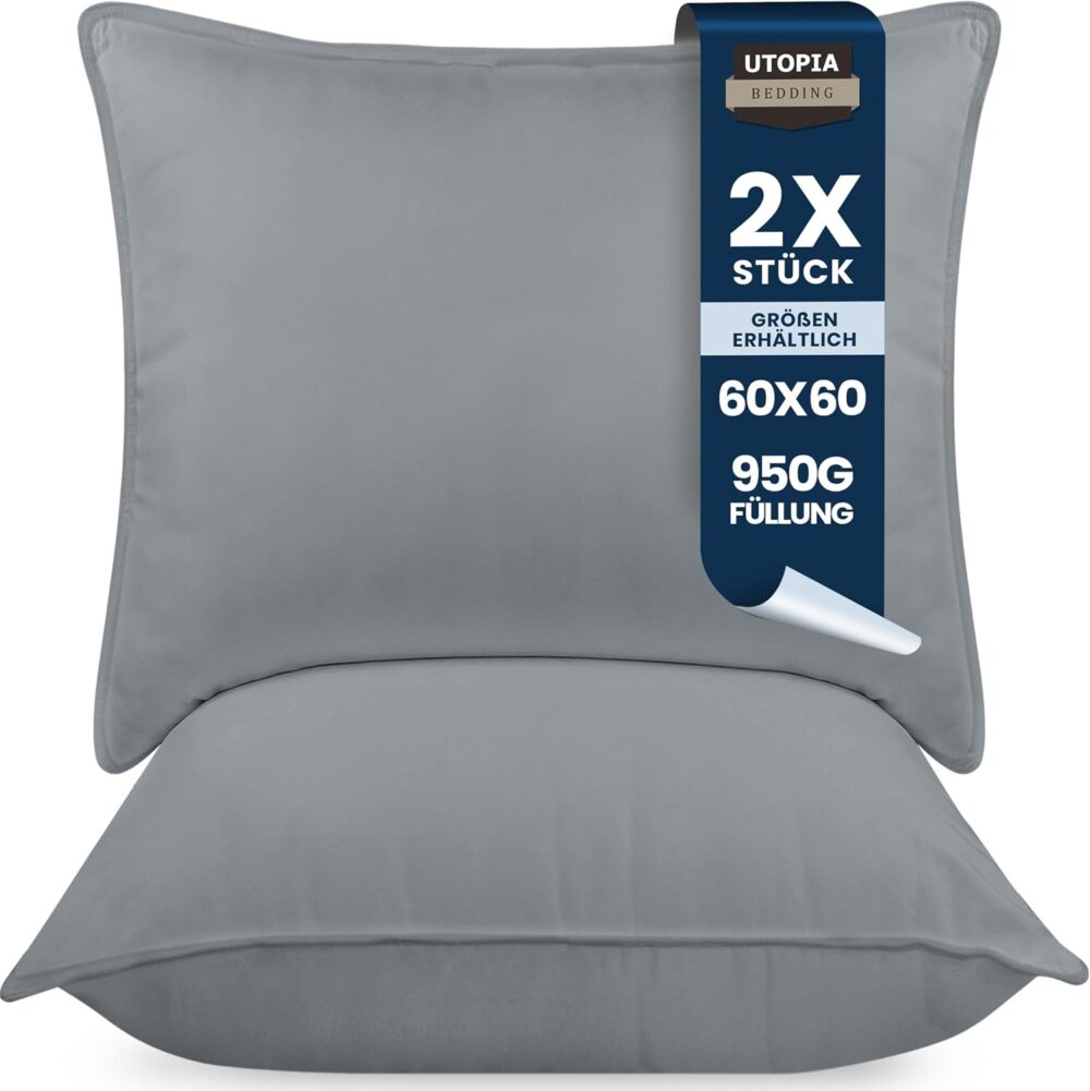 Kissen-Set 2 Stück 60x60 cm, atmungsaktiv & weich grau