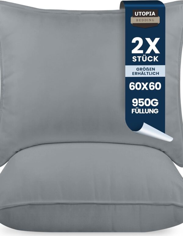 Kissen-Set 2 Stück 60x60 cm, atmungsaktiv & weich grau