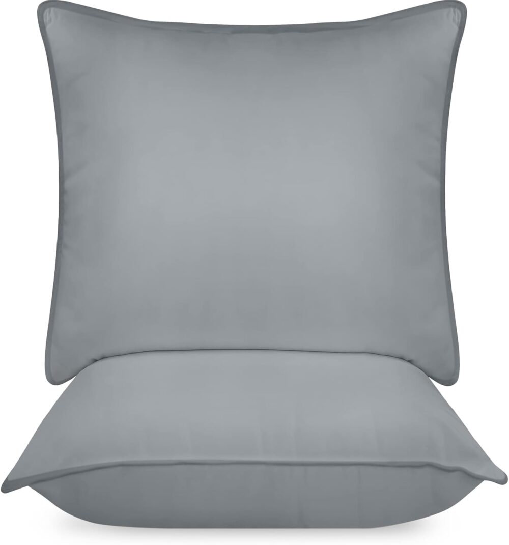 Kissen-Set (2 Stück), 65 x 65 cm, Schlafkissen, atmungsaktiv und weich (grau)