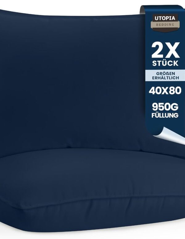 Kissen-Set 2 Stück 40x80 cm, atmungsaktiv & weich blau