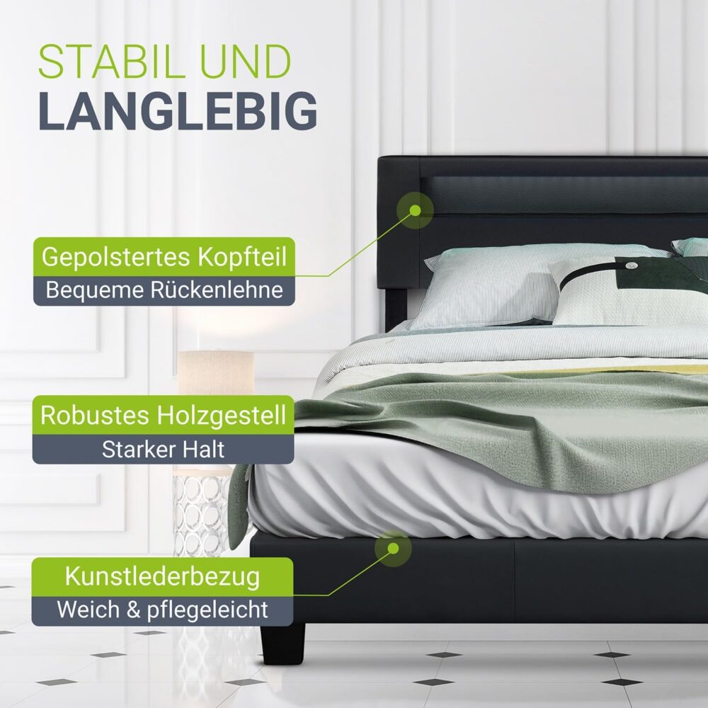Elegant Upholstered Bed Modern Style Bedroom – Bild 2
