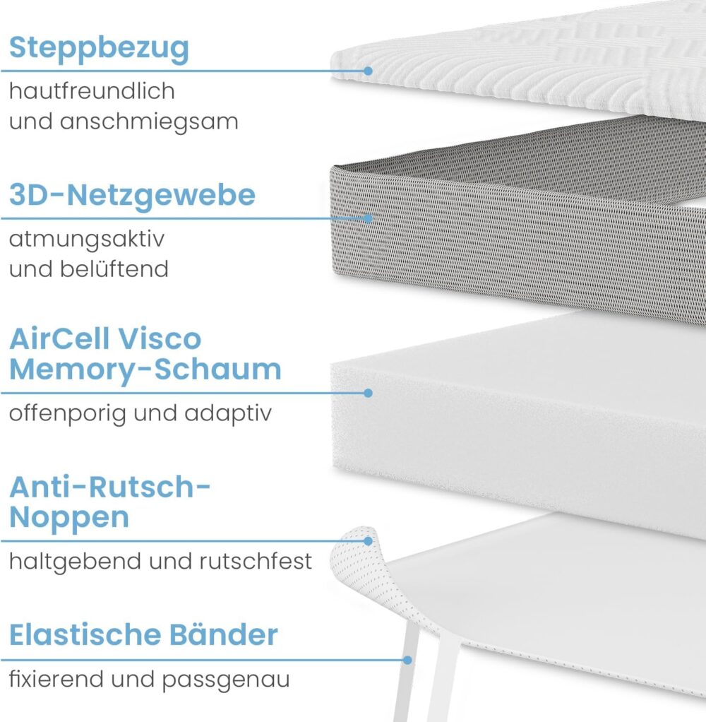 Visco Topper 90x190 cm 8 cm Hoch Memory Foam – Bild 6