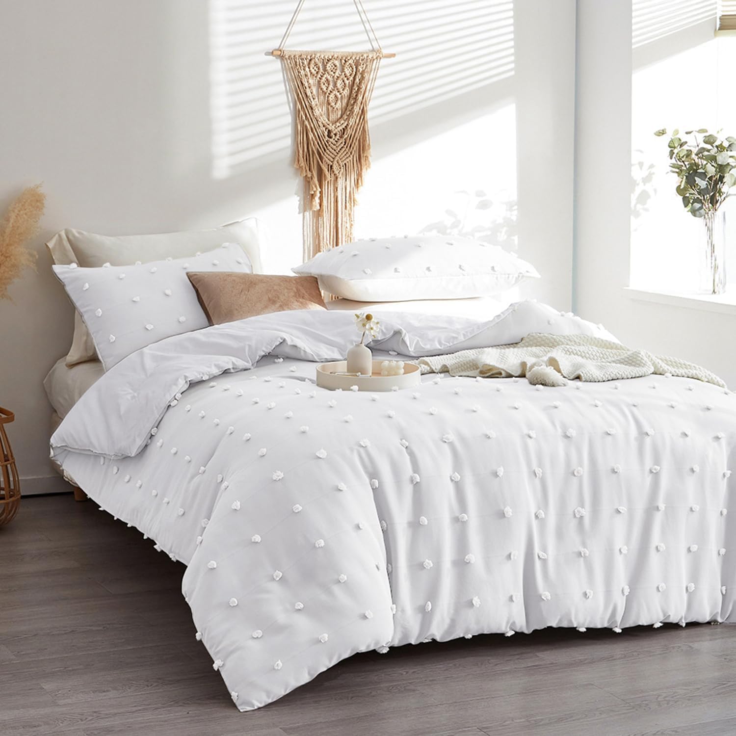 Boho Bed Linen 135x200 cm Tufted Pom Pom Soft Set – Bild 2