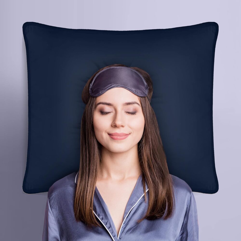 Kopfkissen 2er Set 60x60 cm, atmungsaktiv & weich blau – Bild 2