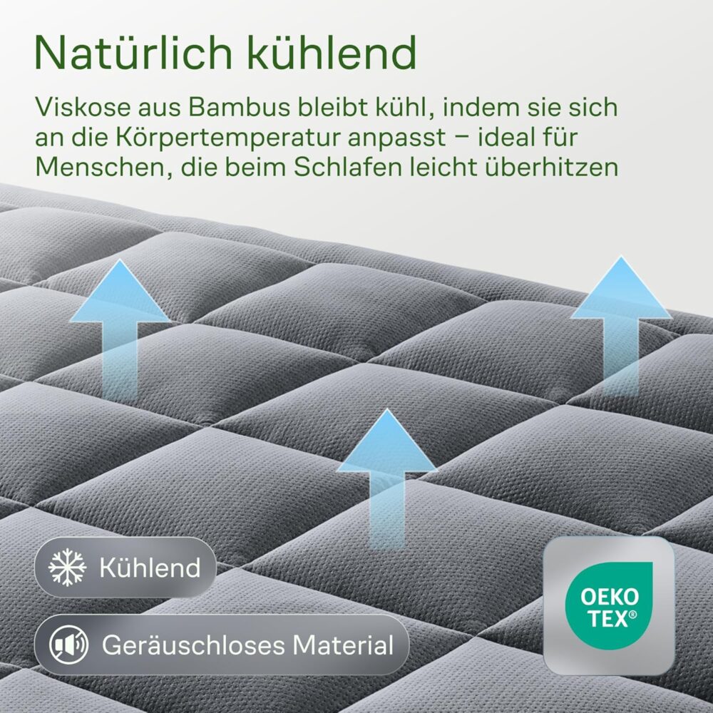 Bambus Matratzenauflage 180x200 cm Kühlend Atmungsaktiv – Bild 3