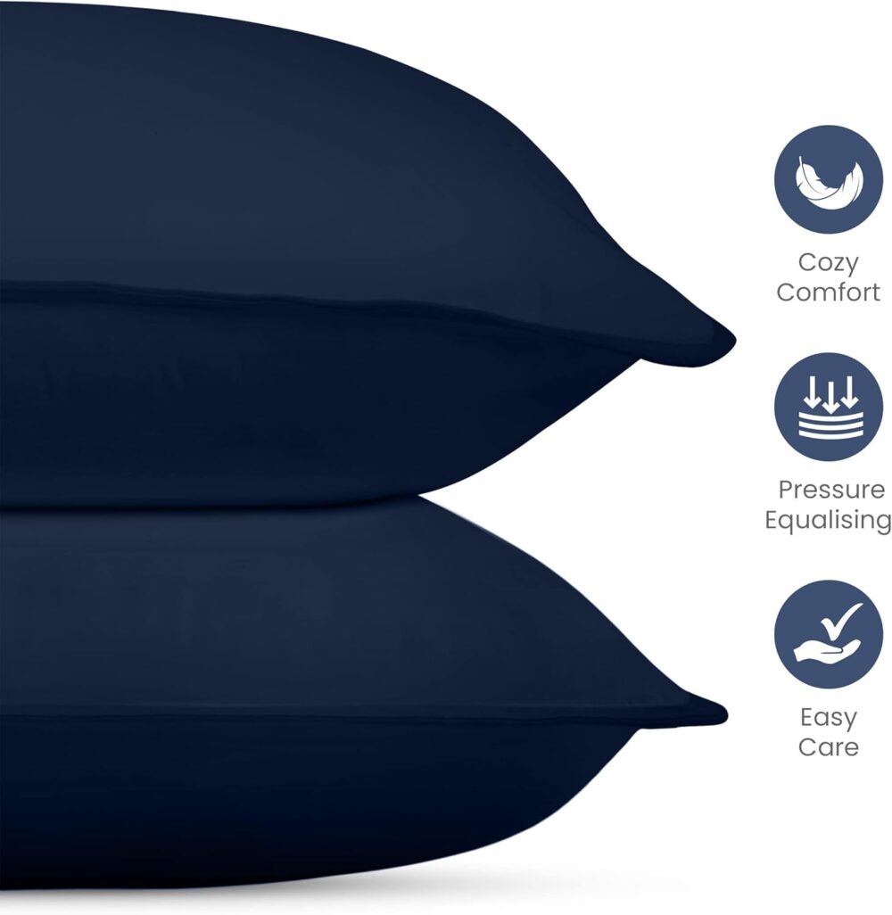 Kopfkissen 2er Set 60x60 cm, atmungsaktiv & weich blau – Bild 3