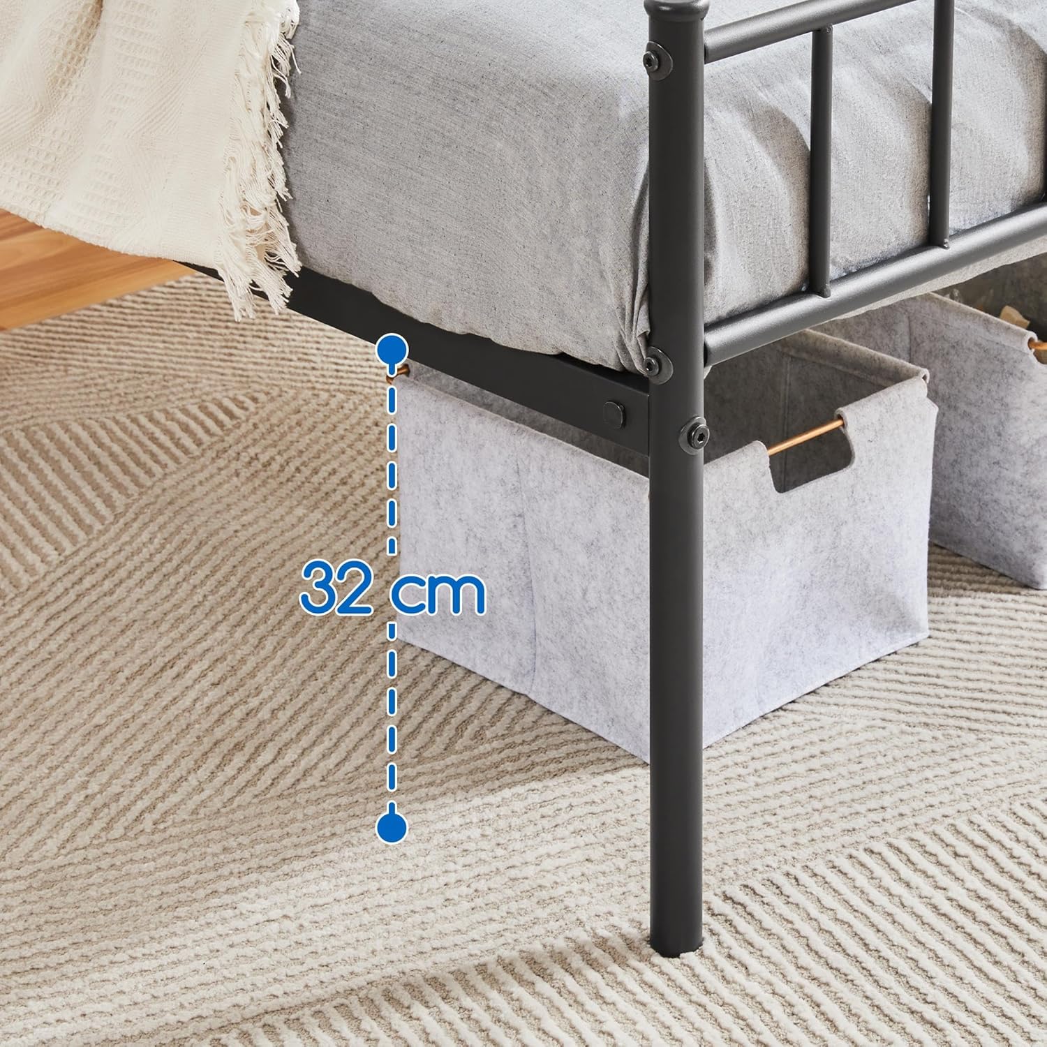 Metallbett 140x200 cm mit Kopfteil und Lattenrost – Bild 4