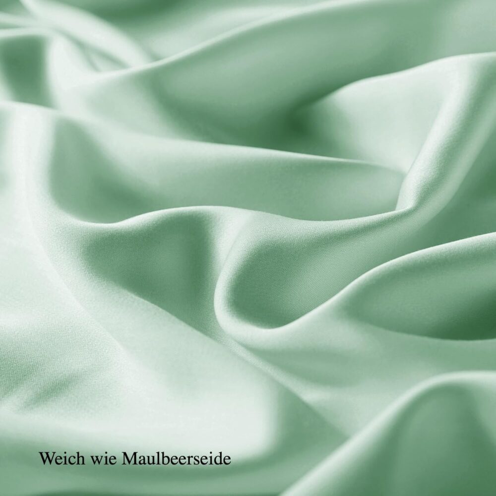 Bambus Bettwäsche 135x200 cm Grün Weich Luxus Set – Bild 5