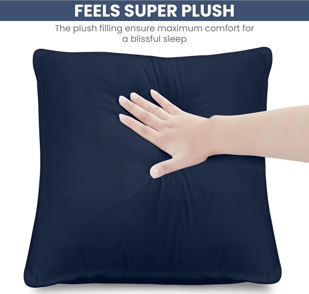 Kopfkissen 2er Set 60x60 cm, atmungsaktiv & weich blau – Bild 5