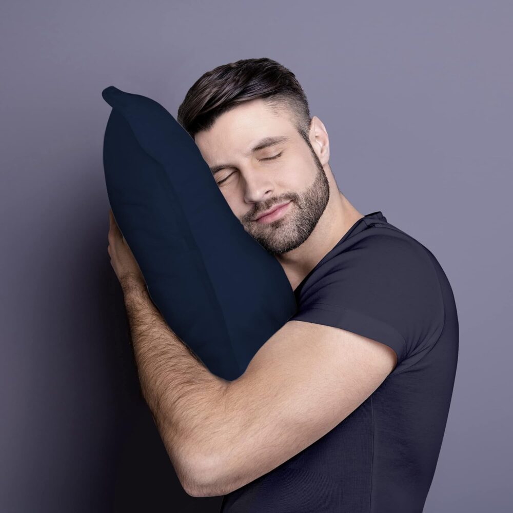 Kopfkissen 2er Set 60x60 cm, atmungsaktiv & weich blau – Bild 7