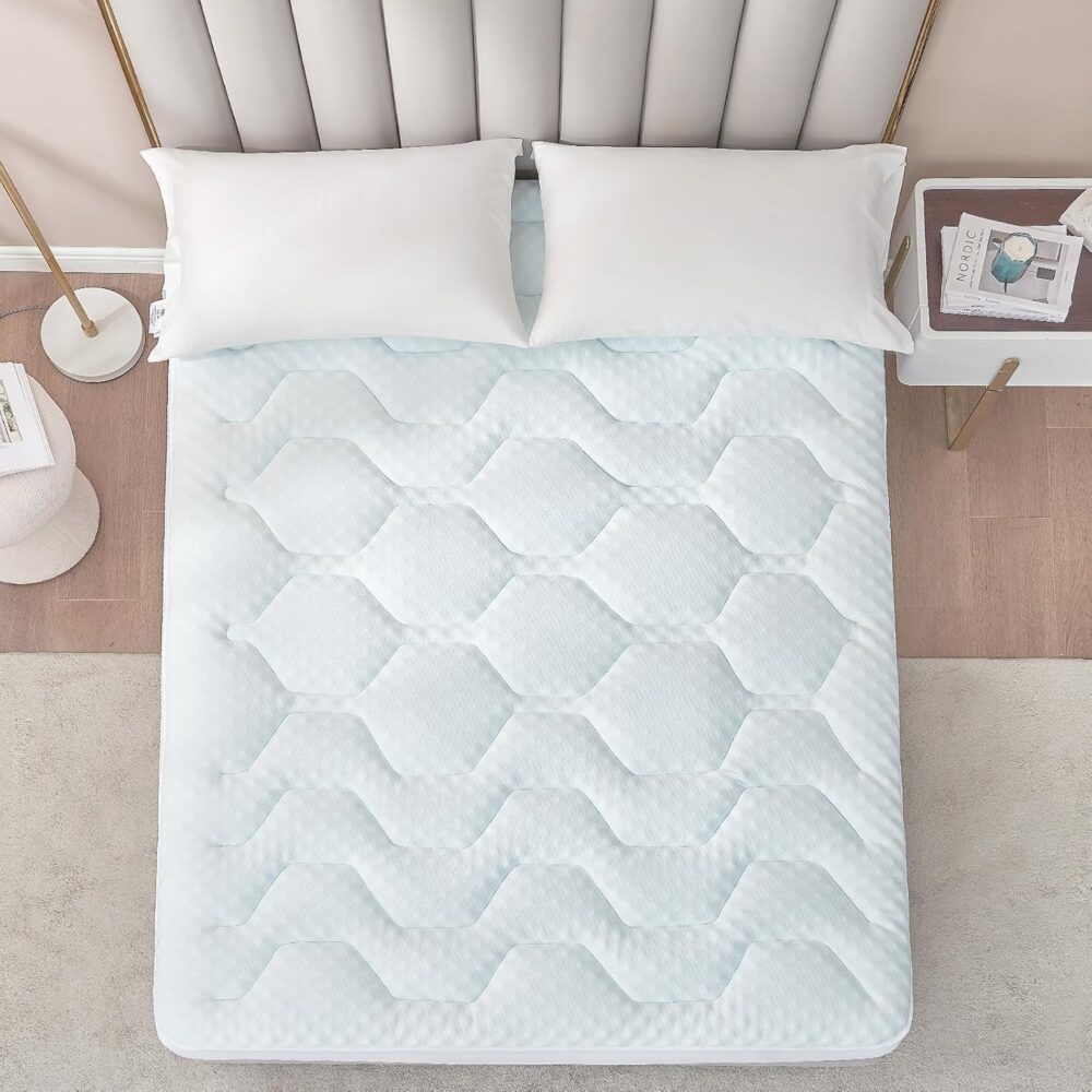 Memory Foam Topper 160x200 cm Gel Atmungsaktiv Weiß – Bild 2