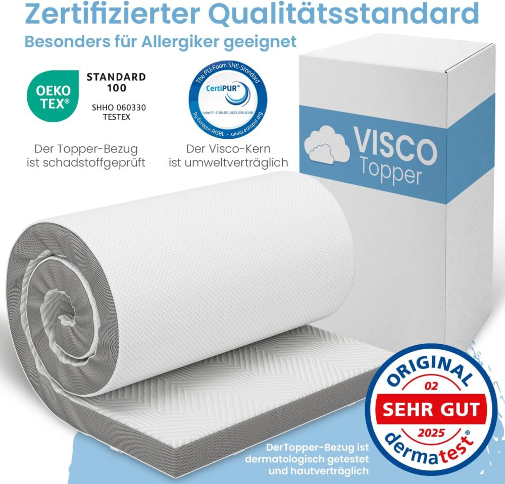 Visco Topper 90x190 cm 8 cm Hoch Memory Foam – Bild 2