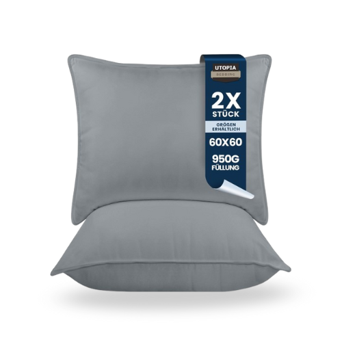 Kissen-Set 2 Stück 60x60 cm, atmungsaktiv & weich grau