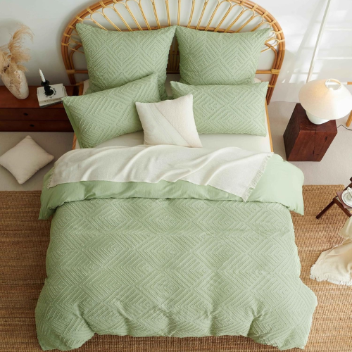 Grün Boho Bettwäsche 200x200 cm Gesteppt Set